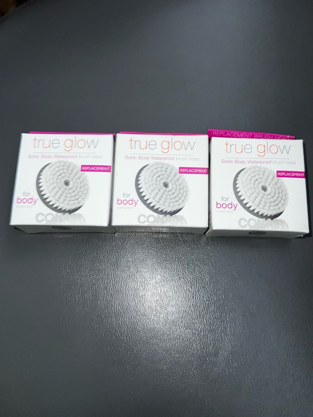 New in box 3 pack Conair True Glow Sonic Waterproof Body Replacement Brush Head